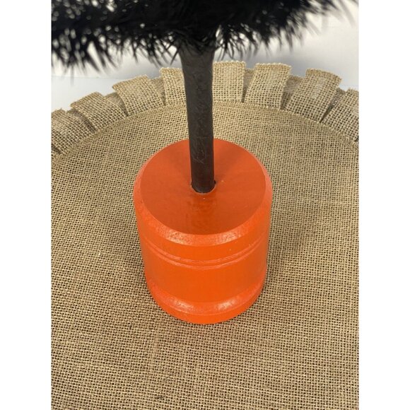 German Feather Tree Black with Orange Berry Beads and Orange Wood Base Halloween - Picture 7 of 7